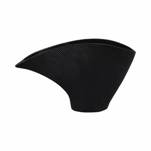 Jarrón de Metal Moderno para Mesa, Color Negro, Diseño de Boca Ancha, 12x7x3 Pulgadas, Decoración - Product Image 4