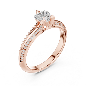 แหวนหมั้นเพชรทรงกลมทองคำโรสโกลด์ 14K สำหรับผู้หญิง |   เพชรที่เพิ่งเพาะเลี้ยง - Product Image 4