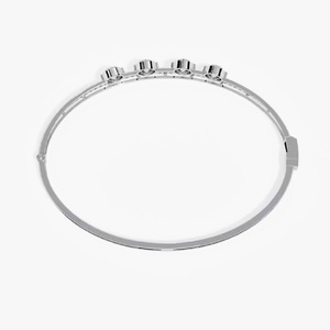 Customized Round Shape Moissanite Diamond Bracelet Bezel Setting 18K White Gold Diamond Bracelet for Both <b>Men</b> and Women - Product Image 2