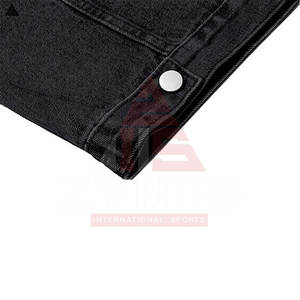 Veste en jean personnalisée avec logo pour femme, prix de gros, en denim bleu et noir, avec fourrure, en coton, style streetwear pour femme - Product Image 3