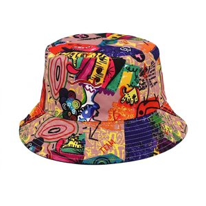 Blue <b>Abstract</b> Pattern Bucket Hat Unisex Casual Spring Summer Polyester <b>Canvas</b> Digital <b>Printing</b> - Product Image 2