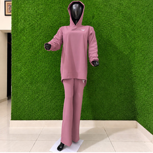 Conjunto Deportivo de Felpa con Capucha para Mujer REDDITO, Manga Larga, Color Sólido, Pantalones Largos, Corte Regular Informal, con Cordón Ajustable - Product Image 1