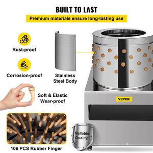 Macchina Spiumatrice per Polli e Tacchini in Acciaio Inox da 50cm, Attrezzatura per Allevamento - Product Image 4