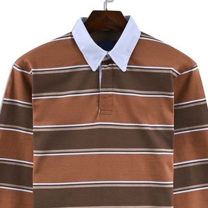 Maillot de rugby personnalisé avec logo brodé, en coton, à manches longues, respirant, séchage rapide, vêtements d'extérieur pour hommes, design rayé - Product Image 2