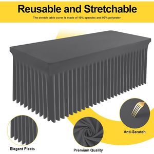 Smiry 6FT Rectangle Waterproof Washable Tablecloth Elastic Spandex Stretch Fitted Cover <b>Skirt</b> for <b>Tables</b> - Product Image 4