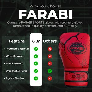Gants de boxe FARABI en cuir PU, gants de boxe imprimés en cuir PU, fermeture Velcro, équipement d'entraînement d'arts martiaux MMA - Product Image 6