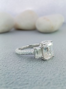 D'VINS <b>Iced</b> Out Halo Single 1ct Jewelry Pave Diamond S925 Engagement Wedding Eternity Moissanite THREE STONE Emerald Cut <b>Ring</b> - Product Image 2