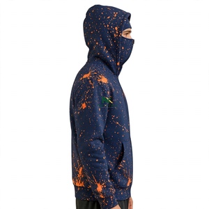 NEXTEX Unisex Paint Splatter Zip Up Hoodie Navy Orange Ninja <b>Face</b> <b>Mask</b> Hooded - Product Image 3