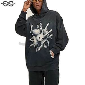 Sudadera con Capucha Unisex de Felpa con Efecto Ácido y Lavado a la Piedra, Estilo Vintage, Serie High Street, Estampado Oversize para Invierno, la Más Vendida - Product Image 4