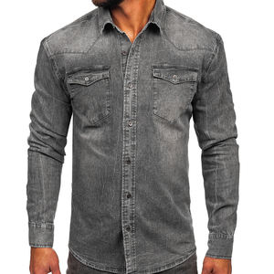 Camisa de Mezclilla para Hombre, Diseño Slim Fit, Estilo Casual, Lavada, Manga Larga, de Alta Calidad, a Cuadros, Vintage - Product Image 6