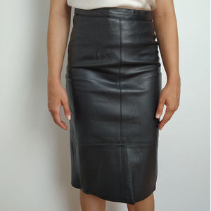 Falda de Cuero de Moda para Mujer de Alta Calidad, el Mejor Diseño, Precio al por Mayor, Falda de Cuero con Pliegues y Corte Ajustado - Product Image 3