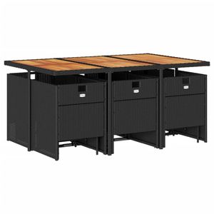Juego de Comedor de Jardín de 11 Piezas Apilables de Ratán PE Negro, Versátil y Elegante - Product Image 3