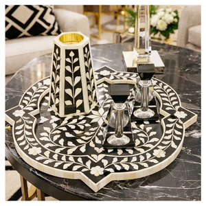 Custom Size Mother of Pearl Inlay Mubkhar Box Resin Serving Tray Arabic Bakhoor Burner Mop Bone Incense <b>Set</b> Manufacturer Medkhan - Product Image 1