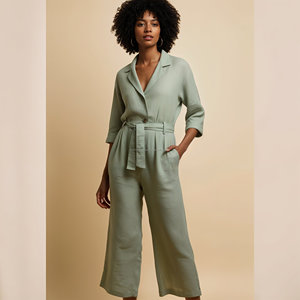 ชุดเดรสลำลองผ้าลินินสำหรับผู้หญิงแบบขายส่งตามสั่ง ปี 2025 เหมาะสำหรับใส่ในชีวิตประจำวันและงานที่เป็นทางการ สไตล์อเมริกัน พิมพ์ลายดิจิทัล เสื้อ/กางเกง ผลิตในอินเดีย รับผลิตแบบ OEM - Product Image 5