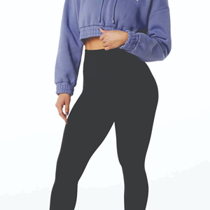 Women's Cropped <b>Hoodie</b> Sweatshirt Long Sleeve Solid Color Casual Yoga Activewear Breathable Knitted Fitness Training Workout Top - Product Image 4