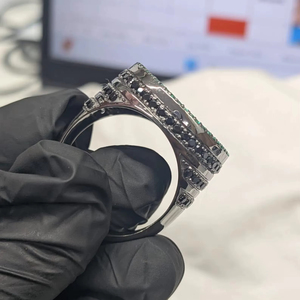 แหวนฮิปฮอปหรูหราประดับเพชรแบบไอซ์เอาท์ เงินแท้ 925 ชุบทอง 14K รับรองโดย IGI พร้อมสลักโลโก้ตามสั่ง ขายส่ง - Product Image 4