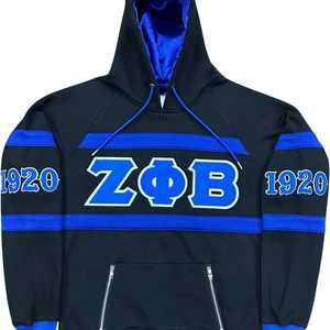 Sweat-shirt à capuche rayé noir Zeta Phi Beta, broderie en chenille, vêtements de sororité grecque, unisexe, coton premium, sweat-shirt à capuche - Product Image 1