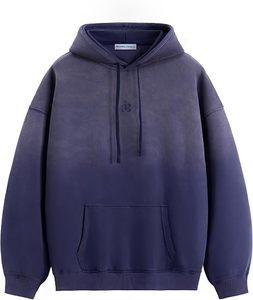 Sudadera con capucha extragrande de algodón 100% con lavado ácido, forro de gofre, peso de invierno, cierre completo, térmica, unisex, estilo urbano - Product Image 1