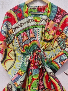 Robe kimono en mousseline de coton biologique : Kaftan fait main extra doux à l'effigie d'un œil protecteur - Product Image 3