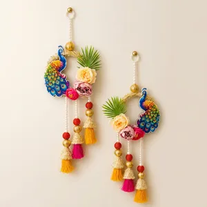 Bohemian Peacock Wall Hanging With Colorful Tassels And Flowers Indoor Decor Living Room Art - Product Image 4