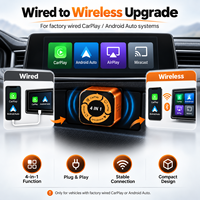Adaptateur de voiture sans fil 4-en-1 en alliage d'aluminium, récepteur USB prenant en charge CarPlay, Android Auto, AirPlay et la mise en miroir d'écran Miracast