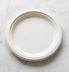 CANEX 9 Inch Bagasse Dinner Plate Biodegradable Compostable Disposable Sugarcane Fiber Microwave-safe Plastic-free Water - Product Image 1