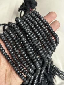 Perles facettées en onyx noir 9MM 10MM, brin de 16 pouces, grande taille, onyx noir naturel pour la fabrication de bijoux en gros - Product Image 2