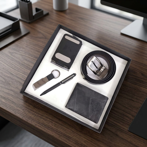 Ensemble cadeau de bureau exécutif 5 pièces avec stylo à bille en métal, porte-clés, support de téléphone pliable, ceinture en cuir et portefeuille en similicuir - Product Image 6