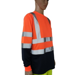 Camiseta de Alta Visibilidad Clase 3 Reflectante de Seguridad en Color Naranja Lima, Manga Corta y Larga, Camiseta Reflectante con Base Azul Marino - Product Image 2