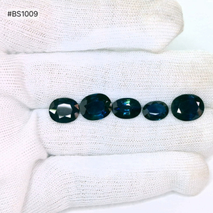 Zafiro Azul Africano Ovalado Calentado, Juego de 5 Piezas, 19.5ct, Gemas Sueltas Naturales con Tono Azul Intenso y Buena Claridad para Joyería Personalizada - Product Image 1