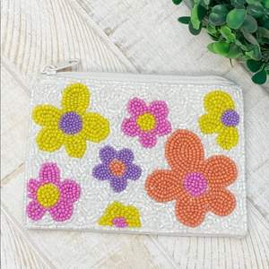 Monedero de cuentas de vidrio rosa a cuadros personalizable, tarjetero, estuche pequeño, con borla, llavero y cremallera, de cuentas de semilla - Product Image 4