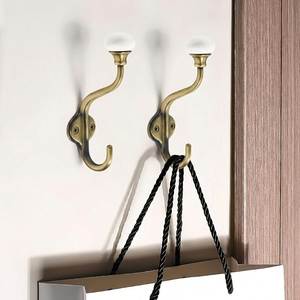 Crochets muraux en laiton vintage modernes de luxe avec dessus en verre blanc, résistants à la rouille, pour portes ou murs - Product Image 1
