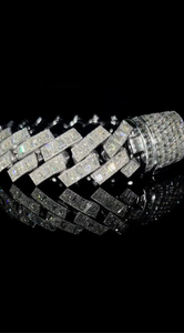 Pulsera de Cadena con Diamantes Redondos Brillantes Plateados para Mujer, Acero Inoxidable, Estilo Hip Hop, Joyería Clásica para Bodas - Product Image 4
