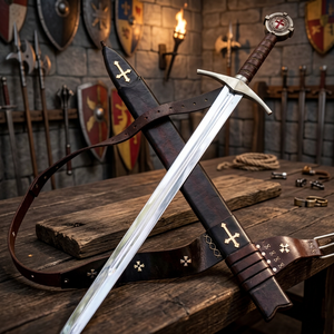 Espada de Combate Funcional de Acero Inoxidable Forjada a Mano, Estilo Medieval, para Caballero, DIY, OEM - Product Image 4