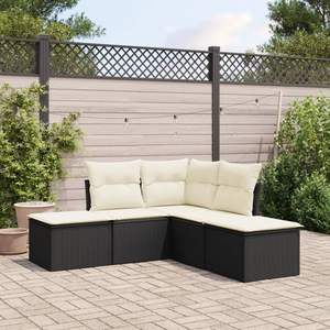 Conjunto de Sofá de Jardín de Ratán PE Negro y Acero con Recubrimiento en Polvo, 100% Poliéster, Muebles Elegantes para Exteriores - Product Image 1