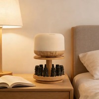 Étagère de présentation d'huiles essentielles à 2 niveaux, support de rangement en bois exquis avec 12 compartiments à rainures, étagère à huiles parfumées à 2 niveaux