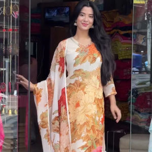 สไตล์ punjabi monsson Season พิเศษคอวีพร้อมพิมพ์ลายดอกไม้แฟนซีความยาวเข่า kurti & pent พร้อม dupatta สำหรับผู้ใหญ่พิเศษ - Product Image 4