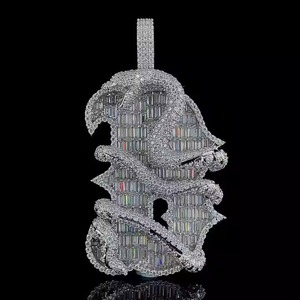 White Gold Plated Unisex Pendant with Sparkling Diamond Inspired Design for Hip Hop Fashion and Daily Wear - Product Image 1
