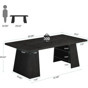 Scrivania Direzionale Moderna da 63 Pollici con Doppio Mobiletto Portaoggetti, Grande Scrivania per Ufficio e Computer per Scrittura e Conferenze - Product Image 5