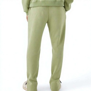 Survêtement unisexe vert clair à capuche, manches longues, couleur unie, coton, coupe ample décontractée avec poches latérales, pour l'automne - Product Image 3