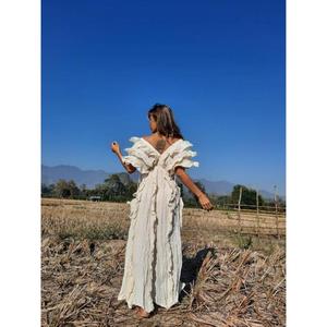 Vestido de Maternidad Moderno de Alta Calidad, Estilo Maxi, para Bodas, Estilo Boho, Sin Mangas, Tejido, 100% Algodón Ecológico - Product Image 5