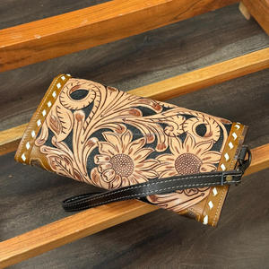 Novedad Exclusiva 2025 Cartera de Mano de Moda para Mujer en Cuero Repujado a Mano, Billetera de Piel Genuina de Vaca de Gran Capacidad para Dama - Product Image 5