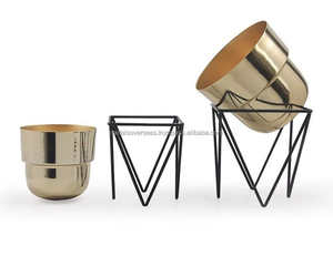 Haute Or Poli Pot De Fleur Jardinières Stand Nouveau Design Décor À La Maison pour Intérieur Salon De Mariage Hôtel Poudre Enduit - Product Image 3