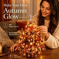 Kit de Décorations de Noël Créatives DIY Faites à la Main : Jouets de Couture et de Tissage, Lumières LED, Fil à Enrouler, Peinture, String Art avec Motif Élan