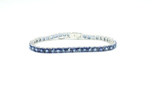 Pulsera de tenis de lujo con zafiro azul natural, chapada en plata de ley, con bisel, certificada, para boda o compromiso - Product Image 2