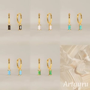 Sapphire <b>Dangle</b> Hoop <b>Earrings</b> - 925 Sterling Silver Baguette Shape Gemstone <b>Earring</b>, Faceted Birthstone Women Jewelry - Product Image 5