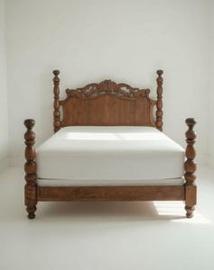 American Deluxe Solid Wood Bed French Vintage Bed Country Simple 1.8m Leather <b>Art</b> Double Bed Master Bedroom Furniture - Product Image 5