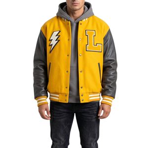 <b>Light</b> Blue Varsity <b>Jacket</b> N Patch Basketball Embroidery Letterman Coat Cream Sleeve Baseball Bomber College Sports Apparel - Product Image 4