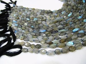 Perles ovales facettées en labradorite bleue naturelle, 6x8mm à 7x10mm, perles authentiques en forme de Mani arc-en-ciel noir, brin de 13 pouces de long - Product Image 5