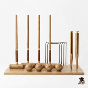 Ensemble complet de jeu de croquet pour jardin, équipement de loisirs de plein air, accessoires en bois de qualité supérieure, collection de divertissement familial - Product Image 2
